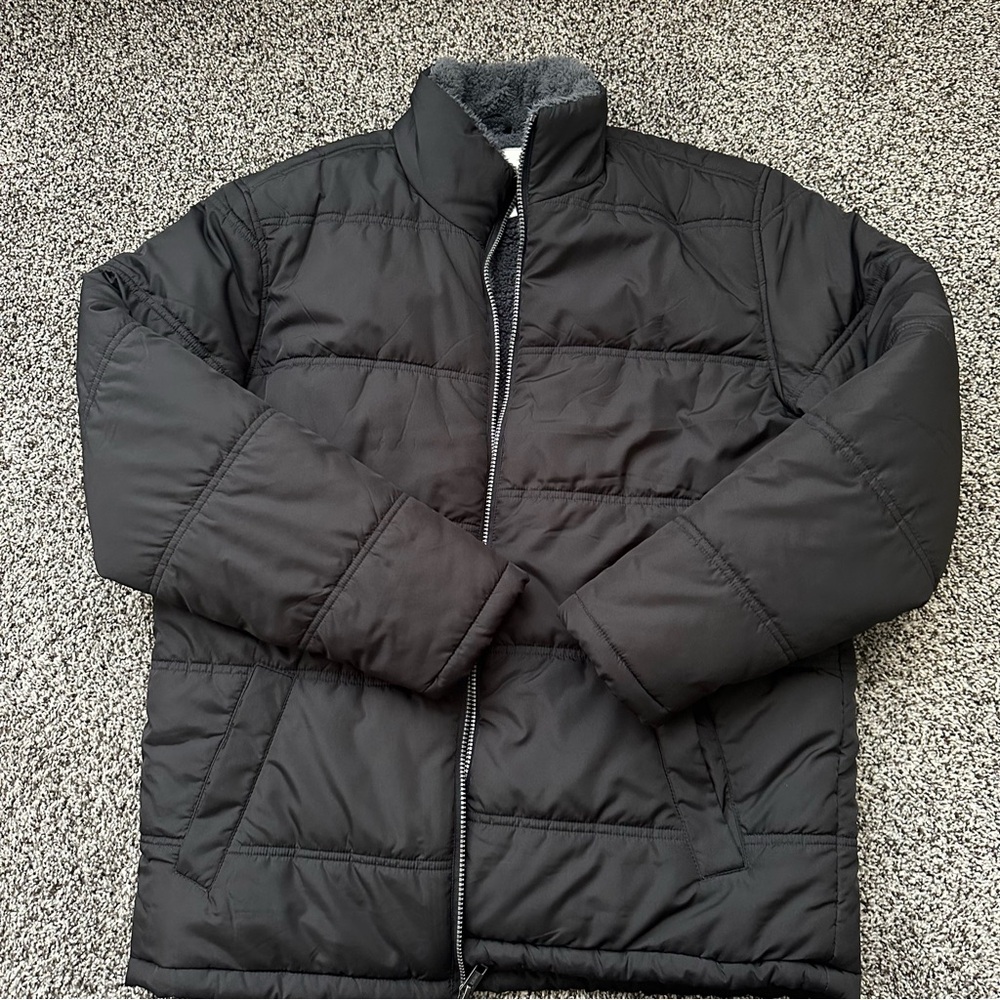 Men’s Weatherproof Vintage Black Fleece Lined Puffer Jacket Large